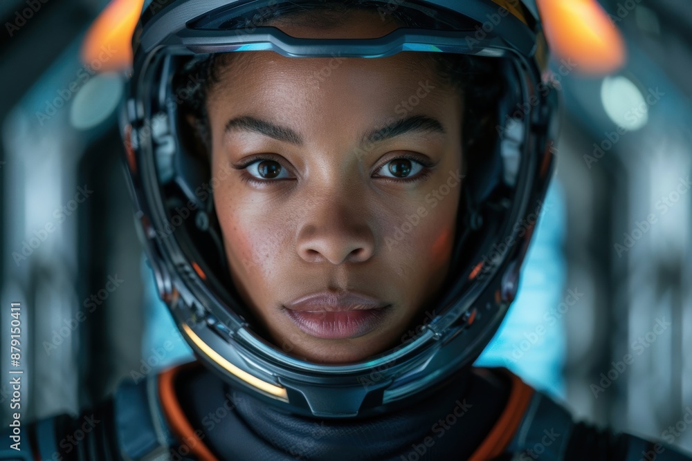 Determined astronaut in protective gear Determined astronaut in protective gear