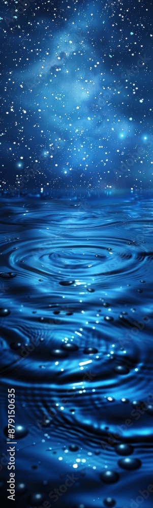 Starry night sky with water ripples and stars Starry night sky with water ripples and stars