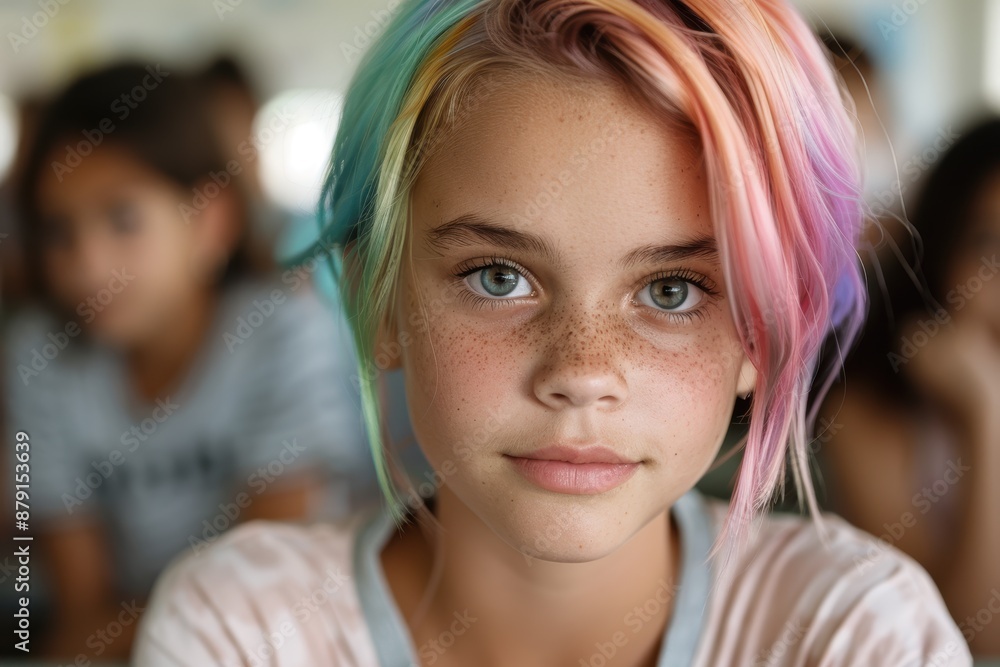 Vibrant young woman with colorful hair Vibrant young woman with colorful hair