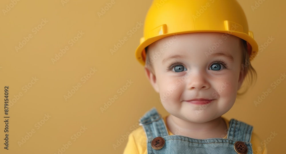 smiling baby in hard hat smiling baby in hard hat