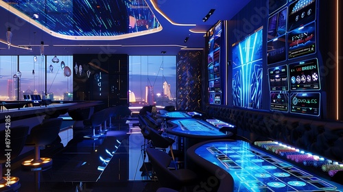 Modern Casino Interior with City View