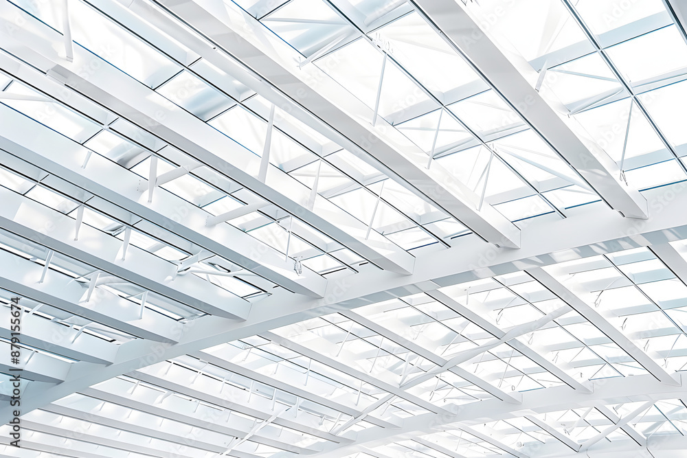 Fototapeta premium Modern white roof of architecture building structure with steel.