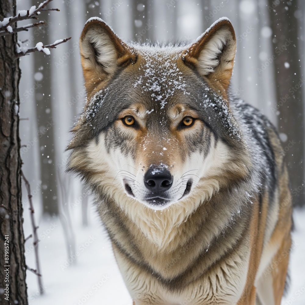 Obraz premium Wolf in the snow, portrait