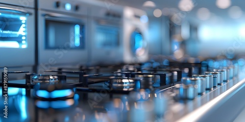 Wallpaper Mural Creating a connected ecosystem with smart home appliances on a blue PCB board. Concept Smart Home Appliances, Connected Ecosystem, Blue PCB Board, Technology Integration, Home Automation Torontodigital.ca