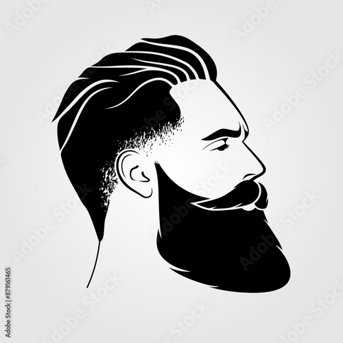 Bearded men, hipster face icon isolated. Vector illustration