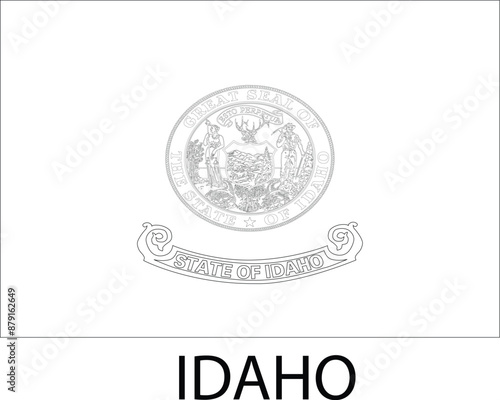 Idaho Flag, Alabama Flag, United States Flags, Black and White Image, Vector Image, Editable illustration, Geography, Learn US Flags