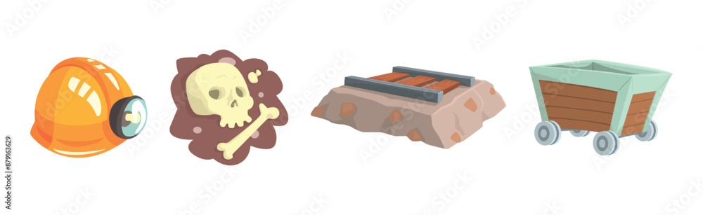 Obraz premium Different Mine Industry Object and Item Vector Set