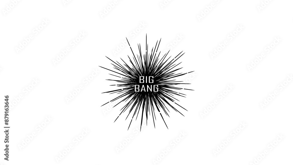 Big Bang symbol, black isolated silhouette Big Bang symbol, black isolated silhouette