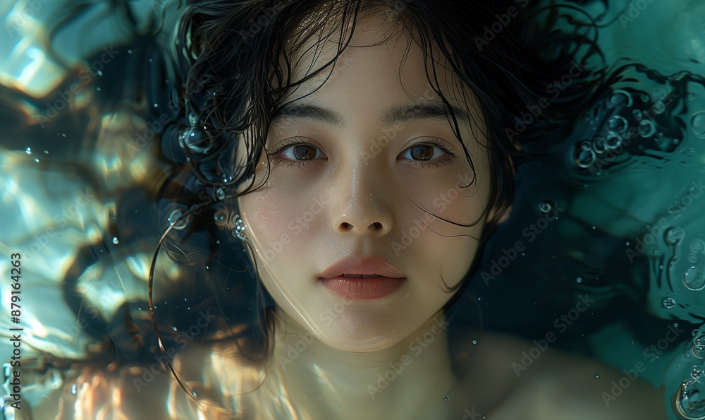 水中にいる女性 水中にいる女性