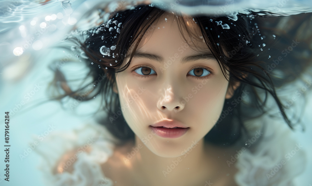 水中にいる女性 水中にいる女性
