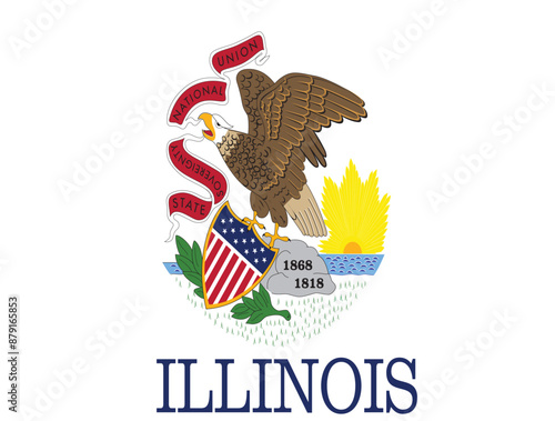 Illinois Flag, United States Flags, Vector Image, Editable illustration, Geography, Learn US Flags