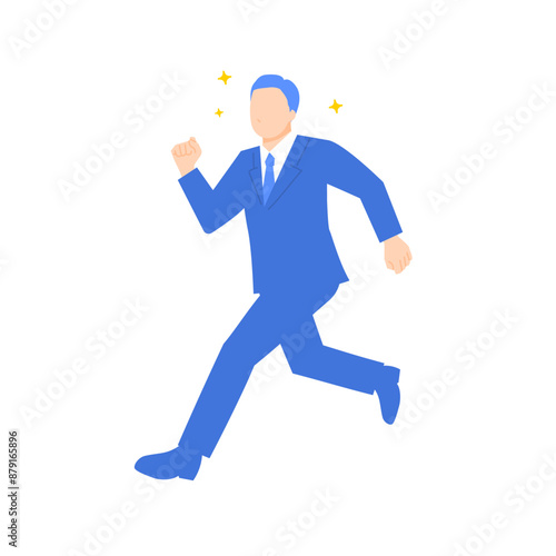 走るリクルートスーツを着たイキイキとした雰囲気の男性のイラスト