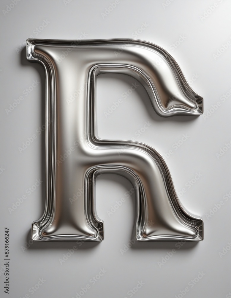 abstract letter form ''h'' in silver abstract letter form ''h'' in silver
