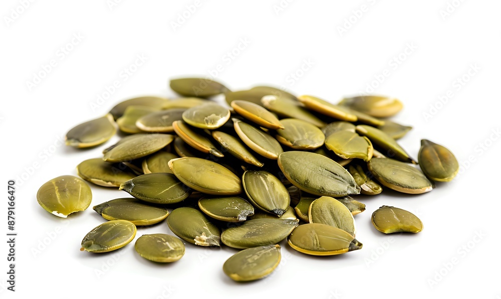 Isolated pumpkin seeds on white background. Isolated pumpkin seeds on white background.