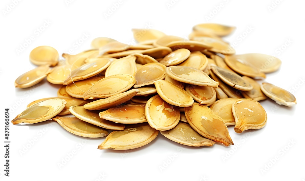 Isolated pumpkin seeds on white background. Isolated pumpkin seeds on white background.