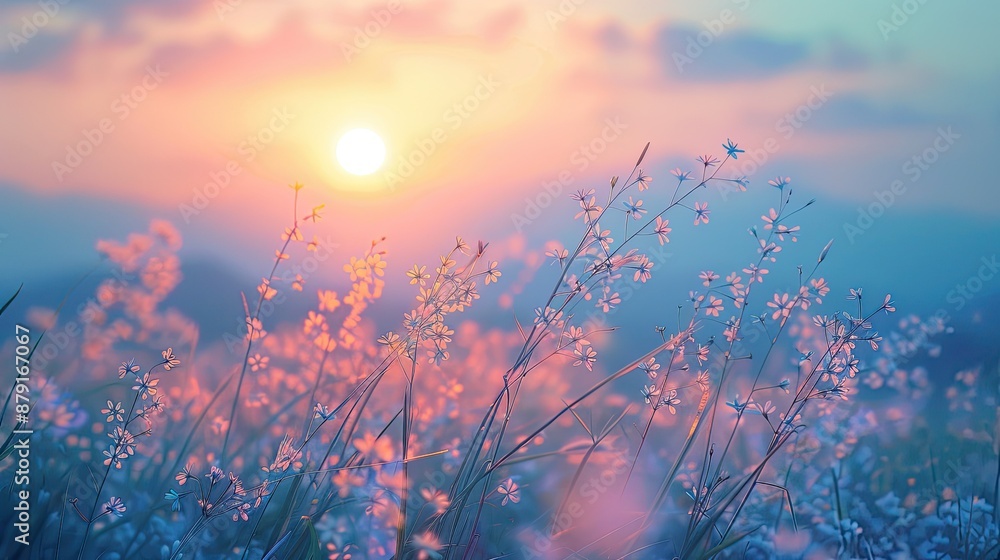 Soft focus of grass flowers with sunset light, peaceful and relax natural beauty Soft focus of grass flowers with sunset light, peaceful and relax natural beauty