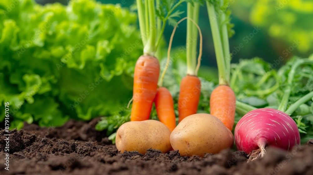 A bunch of carrots and radishes are on the ground A bunch of carrots and radishes are on the ground