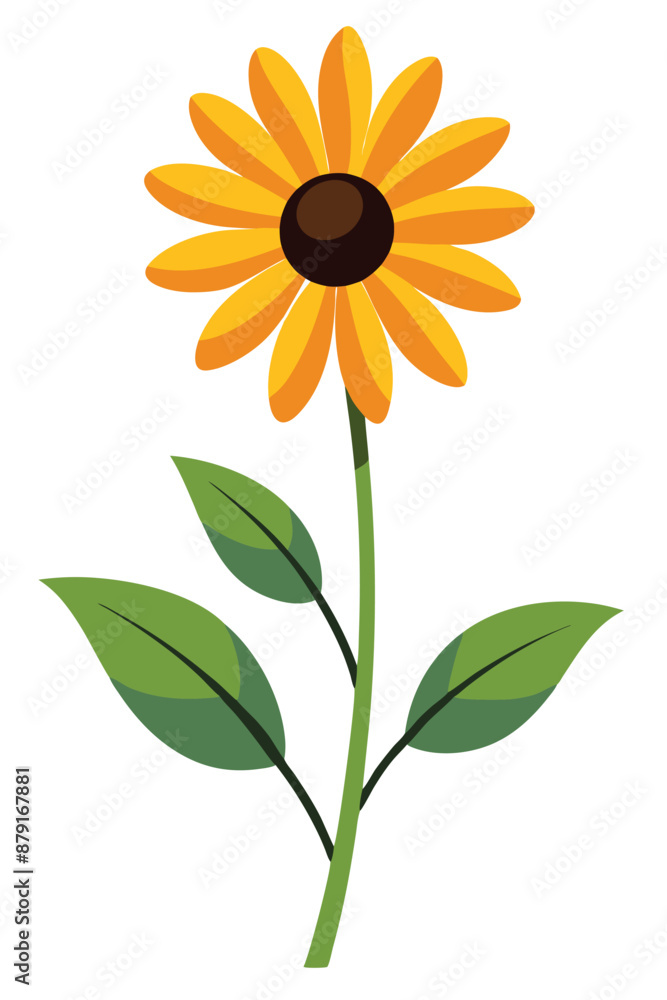 Fototapeta premium Black Eyed Susan plant minimal design vector illustration