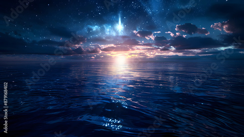 Obraz na płótnie Beautiful landscape of sea Ocean in the night time. night landscape of Ocean. w salonie