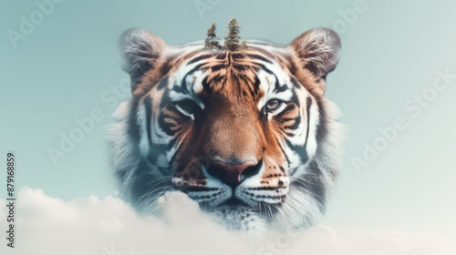 Explore the artistry of double exposure to showcase the grace and strength of tigers in their natural habitat.