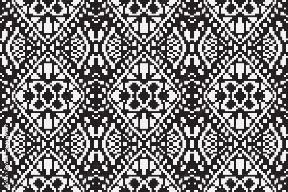 Ethnic seamless monochrome pattern vector image, Monochrome pixel background. Abstract seamless pattern with small random scattered squares, rectangles, tiny dots. Black and white minimal Ethnic seamless monochrome pattern vector image, Monochrome pixel background. Abstract seamless pattern with small random scattered squares, rectangles, tiny dots. Black and white minimal
