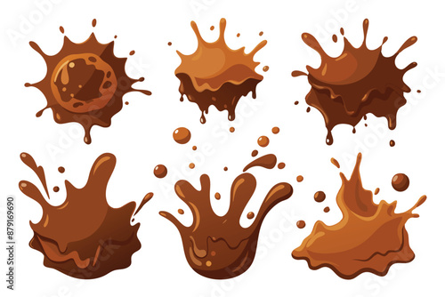 set of chocolate splashes vector illustration