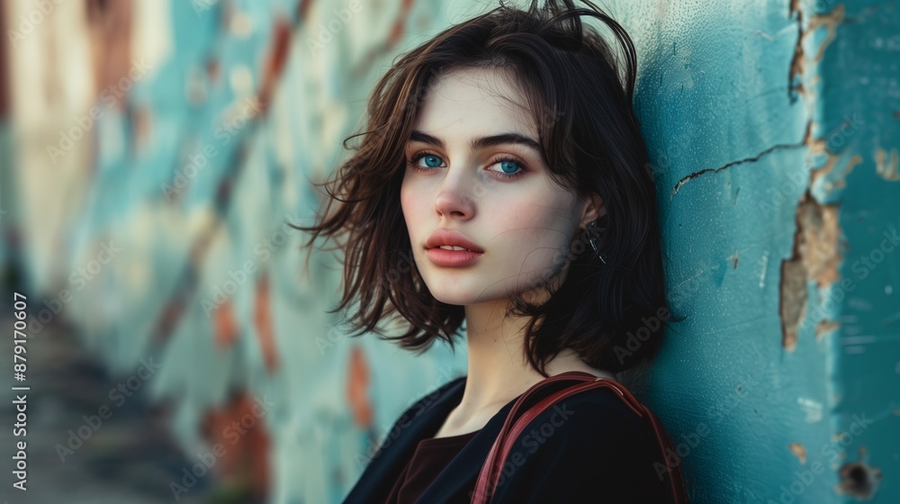 Obraz premium Fashion portrait of beautiful pretty model woman on urban background --aspect 169 --version 6.0 - Upscaled (Subtle) by @zahra (relaxed)