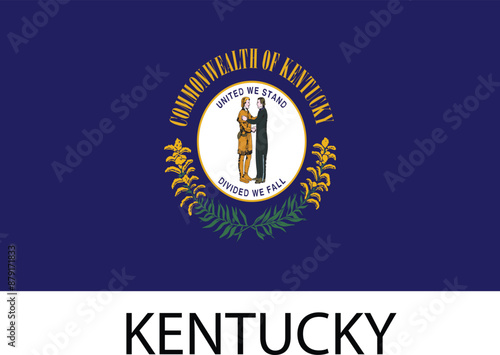 Kentucky Flag, United States Flags, Black and White Image, Vector Image, Editable illustration, Geography, Learn US Flags