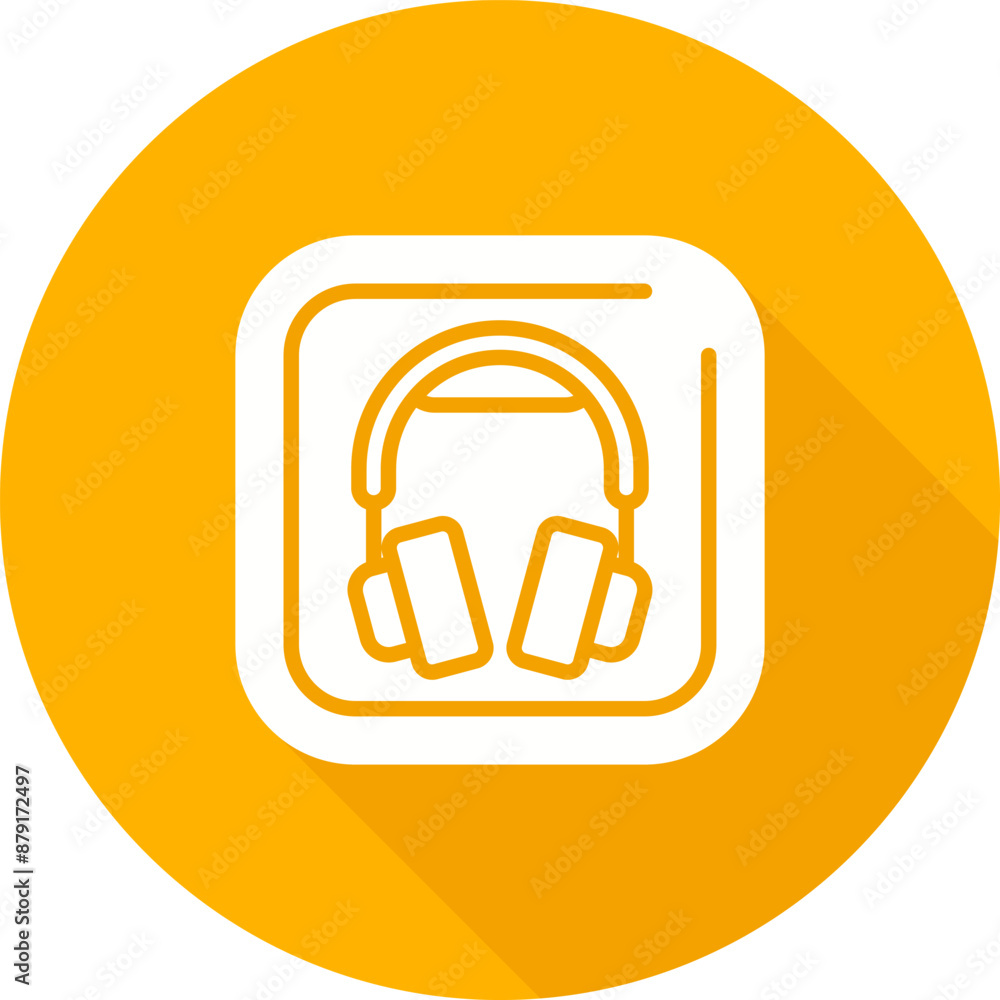 Headphones Square Vector Icon
