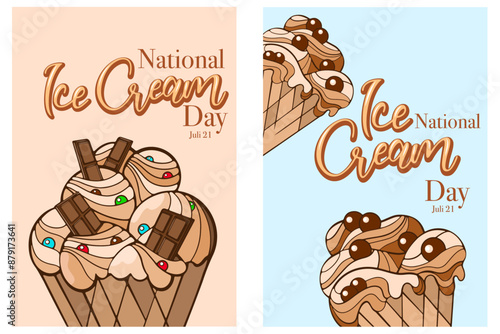 a couple of posters with ice cream for national ice cream day