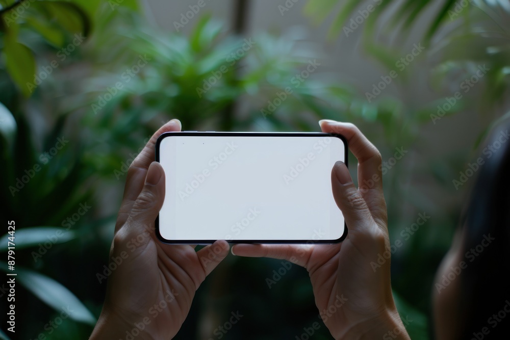 digital communication with a close-up of hands typing or swiping on a smartphone with a white screen digital communication with a close-up of hands typing or swiping on a smartphone with a white screen