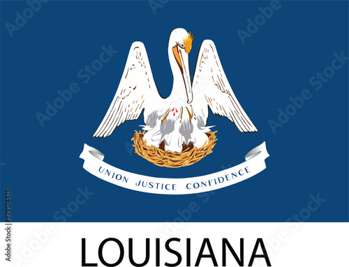 Louisiana Flag, United States Flags, Black and White Image, Vector Image, Editable illustration, Geography, Learn US Flags