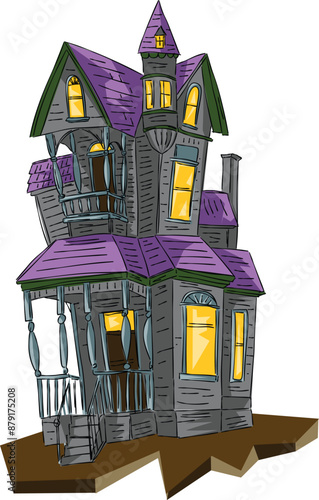Halloween House. Horror building. A scary witch's residence. Spooky castle.