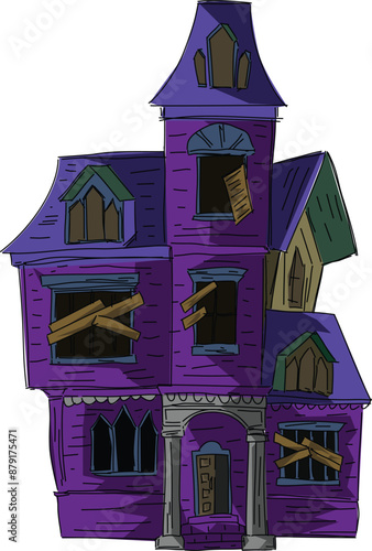 Halloween House. Horror building. A scary witch's residence. Spooky castle.