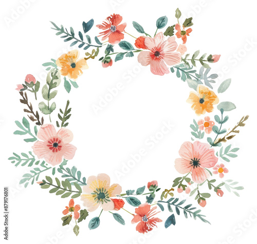 PNG Flower circle border pattern wreath plant.