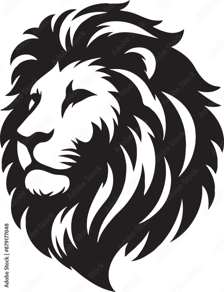 Fototapeta premium lion head silhouette vector art illustration 