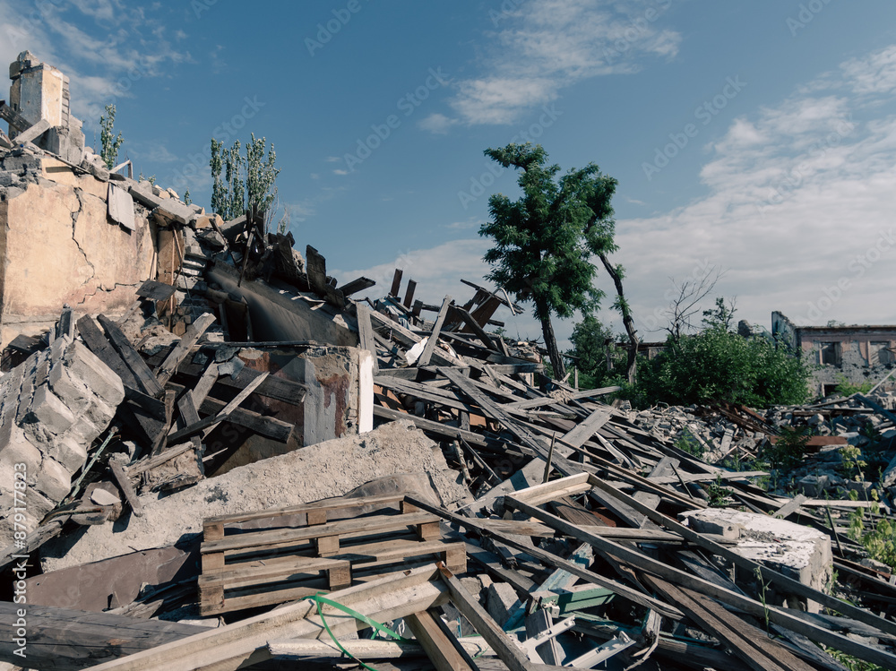 destroyed building in a city lost in the war in Ukraine destroyed building in a city lost in the war in Ukraine