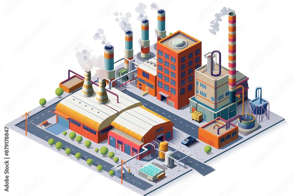 Obraz premium Green factory building illustration