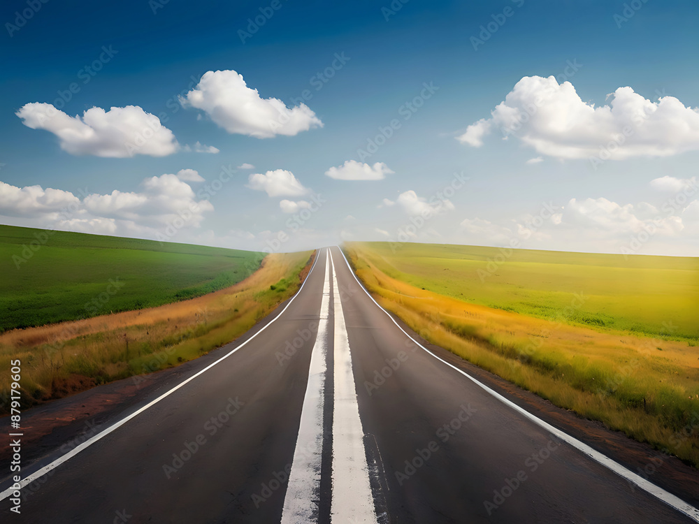 Fototapeta premium Forward Arrow on Asphalt Road Symbolizing Growth. Generative Ai