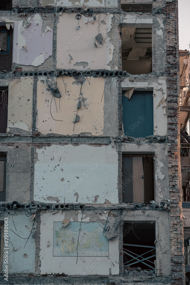 destroyed building in a city lost in the war in Ukraine destroyed building in a city lost in the war in Ukraine