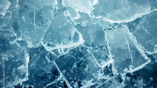 A detailed shot of broken ice, with an emphasis on texture and surface detail.