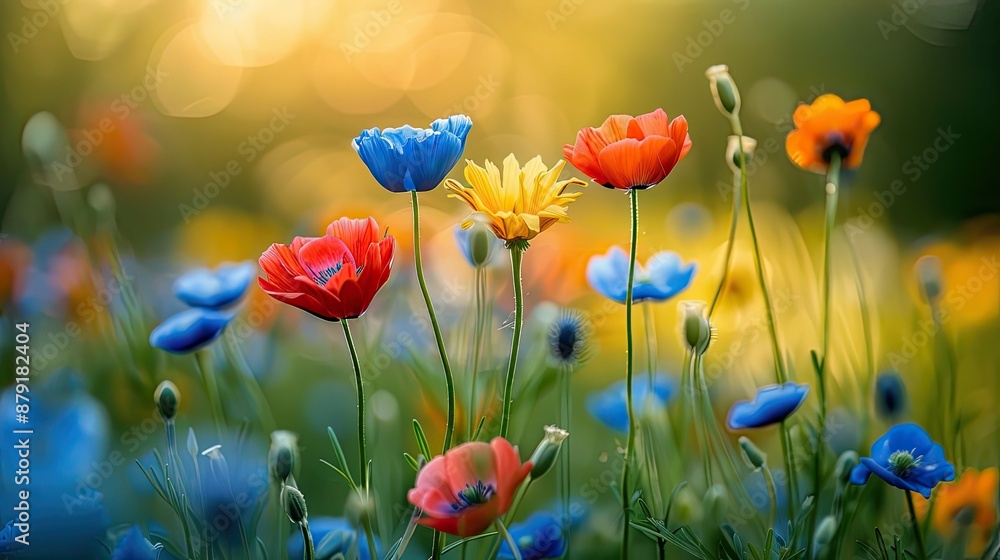 Fototapeta premium Soft focus meadow with wildflowers