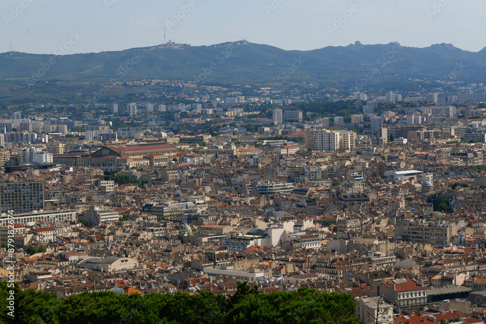 Marseille aerial panoramic view. Marseille is the second largest city of France. High quality photo