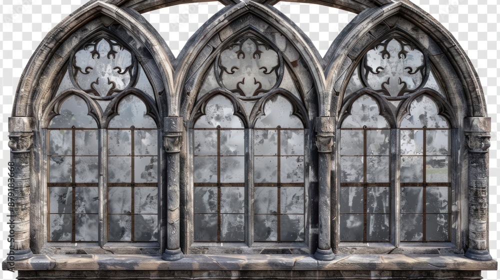 Fototapeta premium Gothic Stone Windows with Frosted Glass