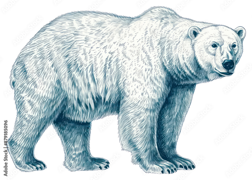 Fototapeta premium PNG Antique of polar bear wildlife drawing mammal.