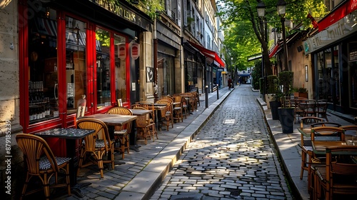 A typical scene on a lyon avenue with cafe seats