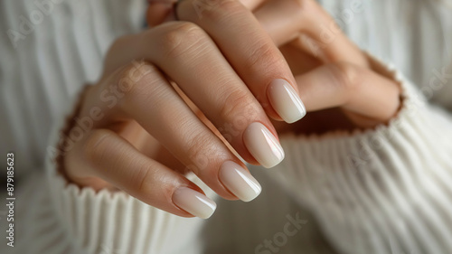 Wallpaper Mural Beautiful milk manicure, hands close-up	 Torontodigital.ca