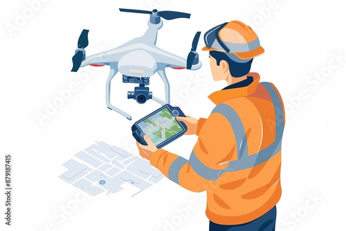 technician is controlling an Aerial Drone with remote control