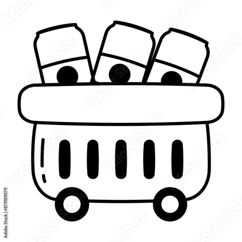 An icebox storage with bottles, glyph icon