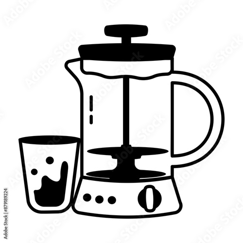 A tea plunger glyph icon 